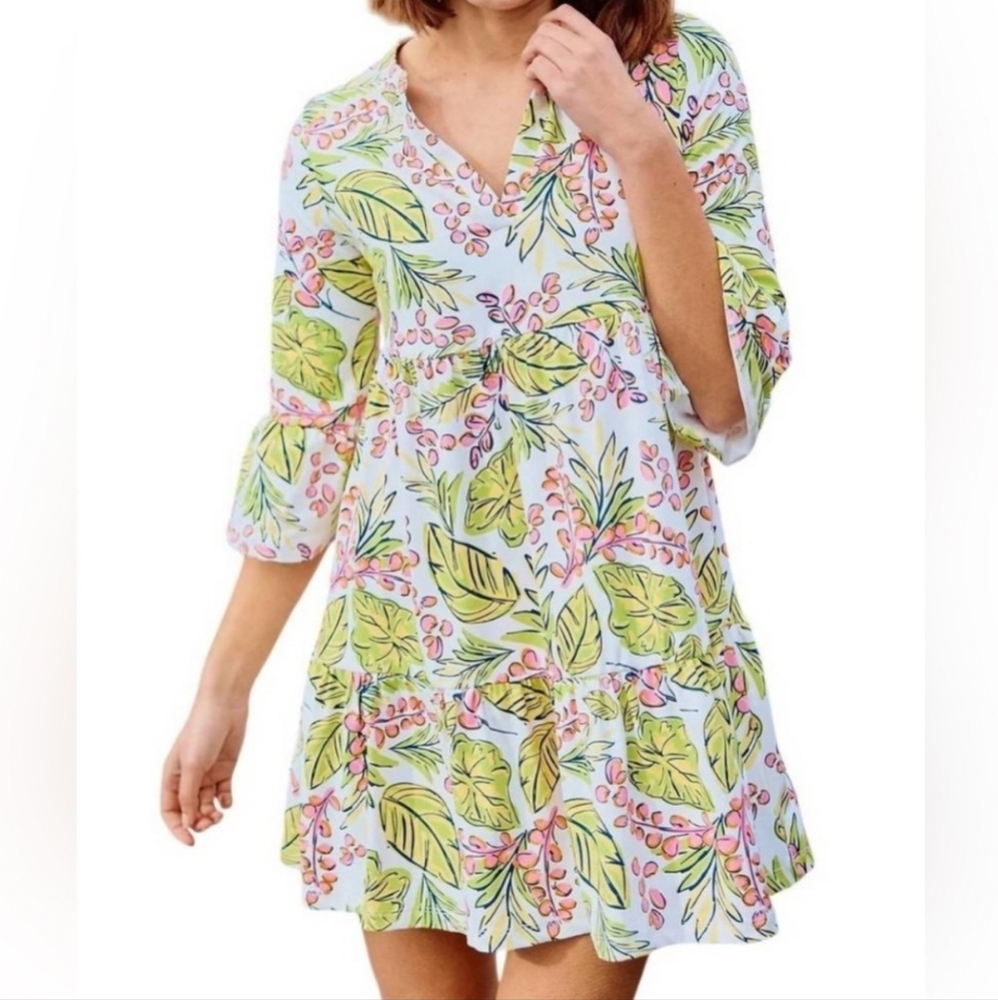 MARY SQUARE Laguna Dress In Vine Time Lime Large NWT!